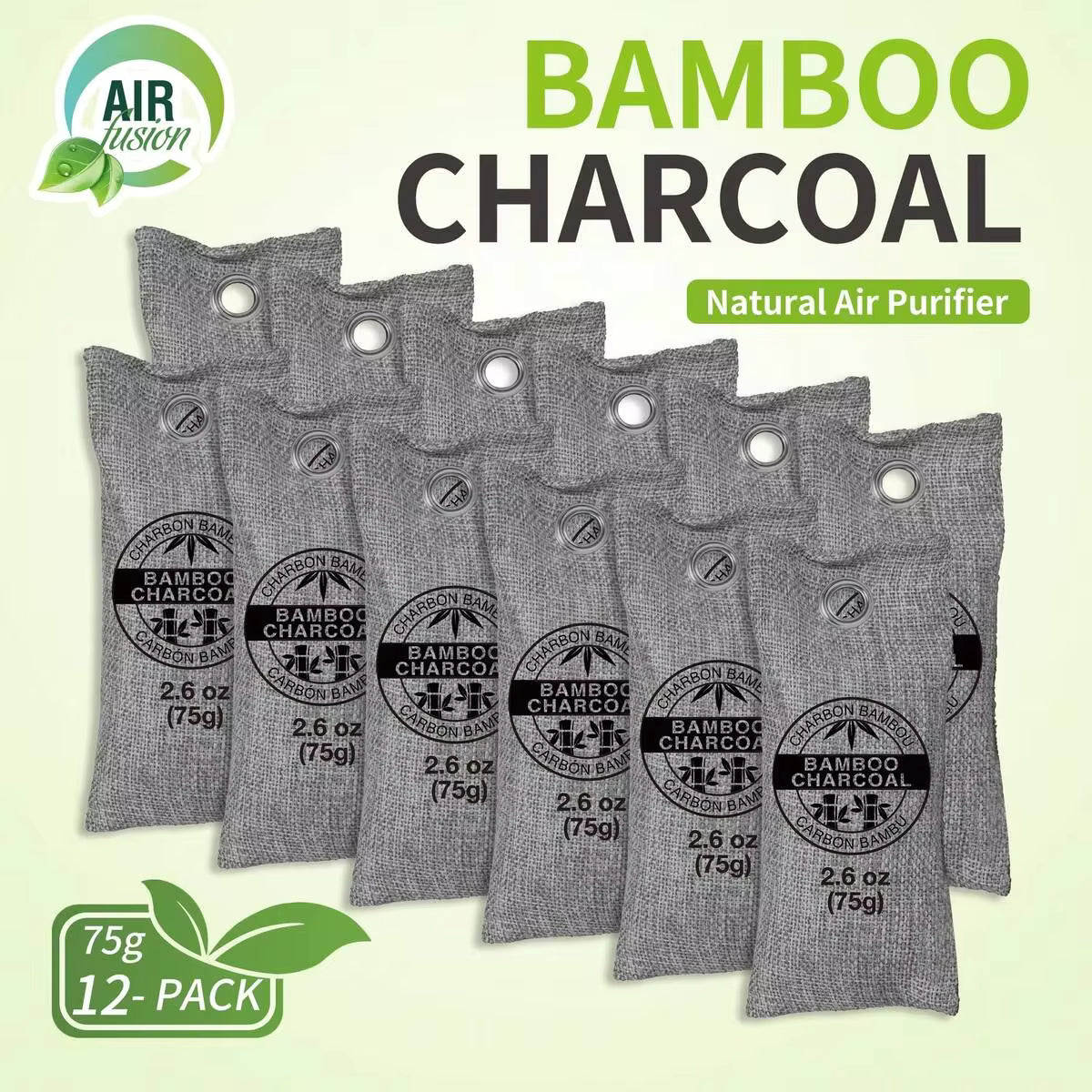 Bamboo Charcoal Natural Air Purifier, Air Purifying Bag, Charcoal Odor Absorber For Strong Odor (3/6/12 Pack, 75/200g Each), Basement Musty Odor Eliminator Deodorizer, Activated Charcoal Odor Absorber For Closet, Shoe, Car