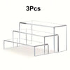 3pcs Modern Acrylic U-Shaped Display Stands With Shelves - Sturdy & Lightweight, No Assembly Required, Clear Desktop Organizer Rack For Figurines, Perfumes, Cosmetics And Jewelry | Suitable For Home, Office, Freestanding Shelves